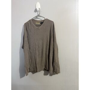 NaturaLife‎ Light Brown 100% Cotton Men's V-Neck Sweater Size XL